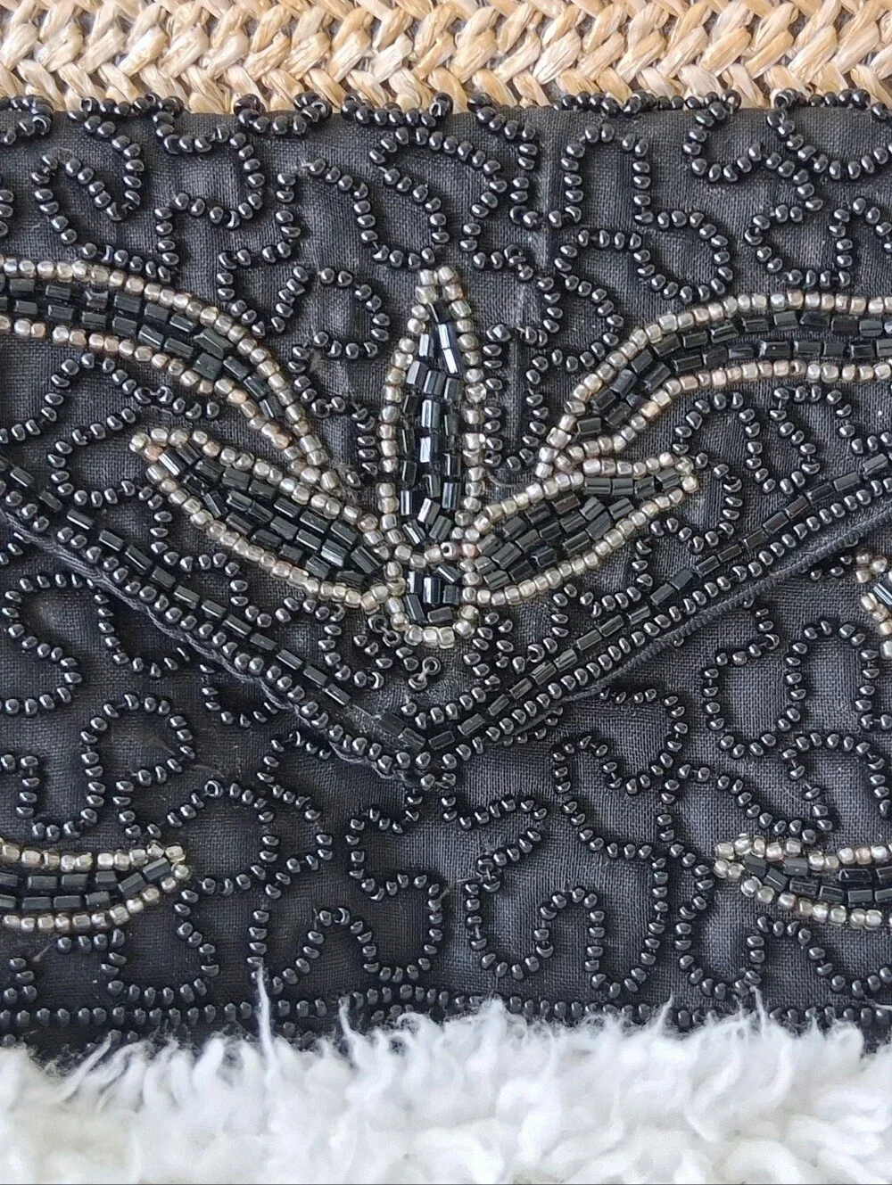 Mid Century Walborg Beaded Black Evening Clutch